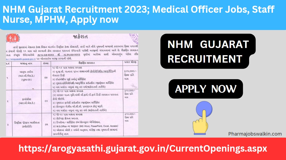 Nhm Gujarat Recruitment Pharmacist Staff Nurse Mphw