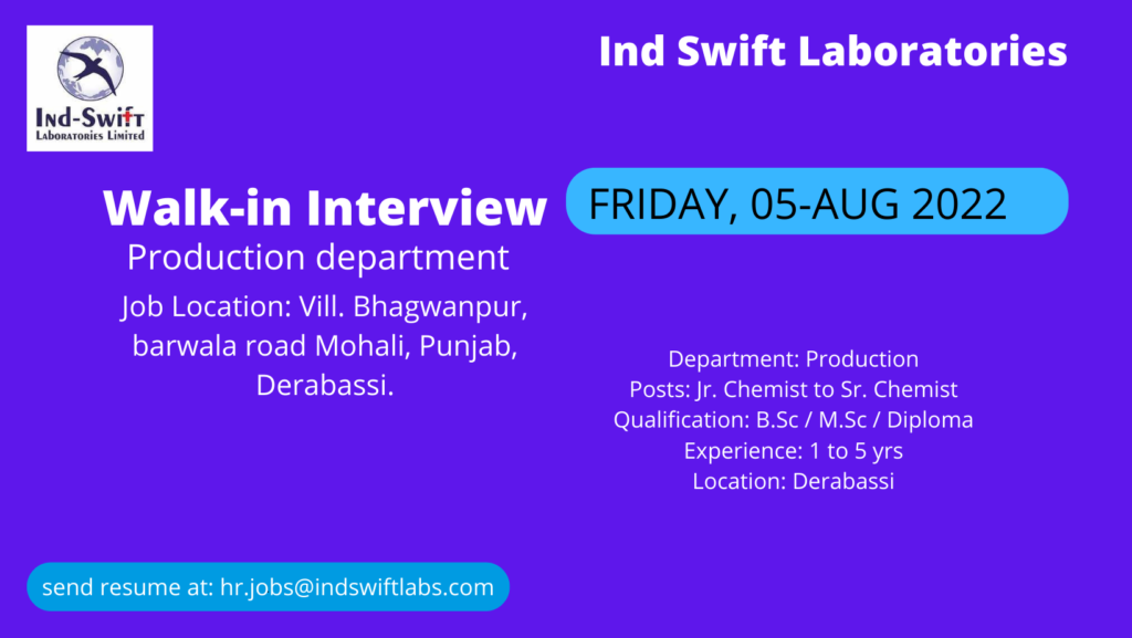 Ind-Swift Laboratories: Walk-In Interviews