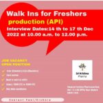 Sri Krishna Pharmaceuticals Ltd.-Walk-In Interviews for Production Freshers on December 15th and 17th, 2022