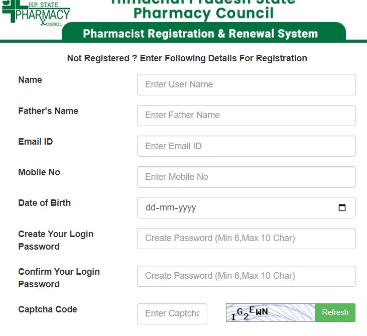 hpspc New Registration step 1