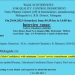 Natco Pharma Limited; Walk-In Interview