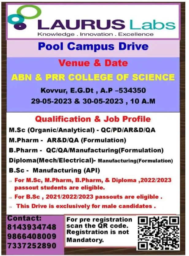 Laurus Labs Ltd; Pool Campus Drive