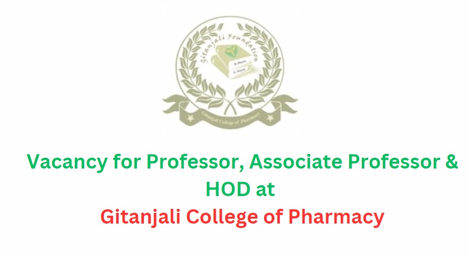 Vacancy for Professor, Associate Professor & HOD at Gitanjali College of Pharmacy