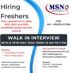 MSN Laboratories; Walk-In for Freshers & Experience on 26th – 27th May 2023