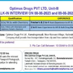 Optimus Drugs Pvt. Ltd – Walk-In Drive for Freshers & Experienced in Quality Control / Production on 8th & 9th June’ 2023
