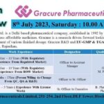 Gracure Pharmaceuticals -Walk-In Interviews for Drug Regulatory Affairs On 8th July 2023