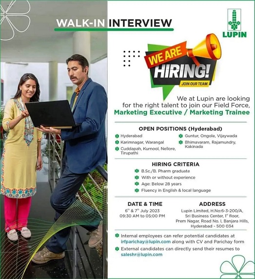 Lupin Limited- Walk-In Interviews On 6th & 7th July 2023