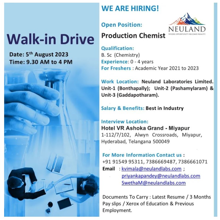 Neuland Laboratories – Walk-In Drive on 5th Aug’ 2023