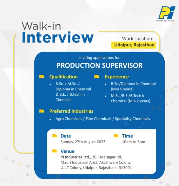 PI Industries Ltd Walk-In Interview: 27 August 2023