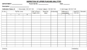 SOP For Procedure For Punches And Dies Inspection » PharmaJobs