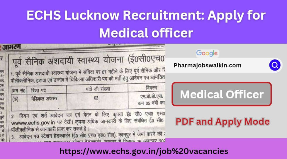 ECHS Lucknow Recruitment 2023: Apply for Medical officer