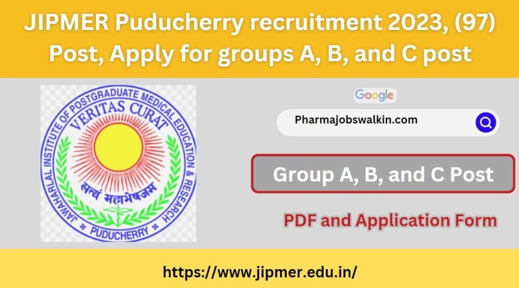 JIPMER Puducherry recruitment