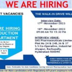 SMS Pharmaceuticals Ltd- Walk-Ins for Freshers & Experienced in Production On 17th & 18th November 2023