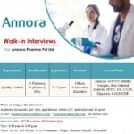 Annora Pharma Walk-In Interview for B. Pharmacy/ M. Pharmacy/ M.Sc in Quality Control On 2nd December 2023