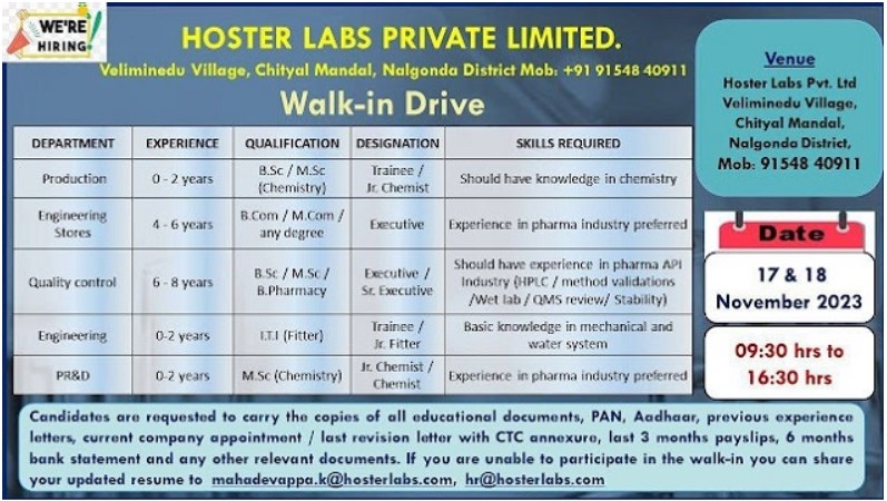 Hoster Labs Pvt. Ltd-Walk-In Interview