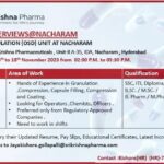 Sri Krishna Pharmaceuticals Ltd-Walk-In Interviews for Experienced from 15th to 18th November 2023