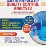 Unison Pharmaceuticals Walk-In Interview for B.Pharm/ M.Sc in Quality Control On 10th December 2023