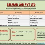 Selmar Lab Pvt. Ltd - Walk-In Interviews on 2nd December 2023 for Production / Safety / SRS / ETP / Maintenance