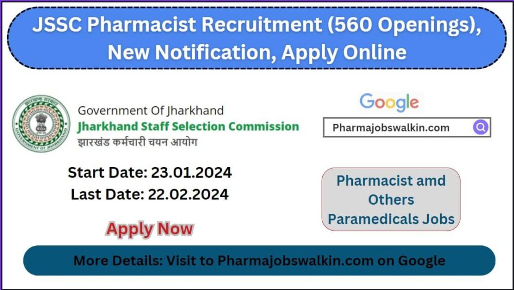 JSSC Pharmacist Recruitment 2024
