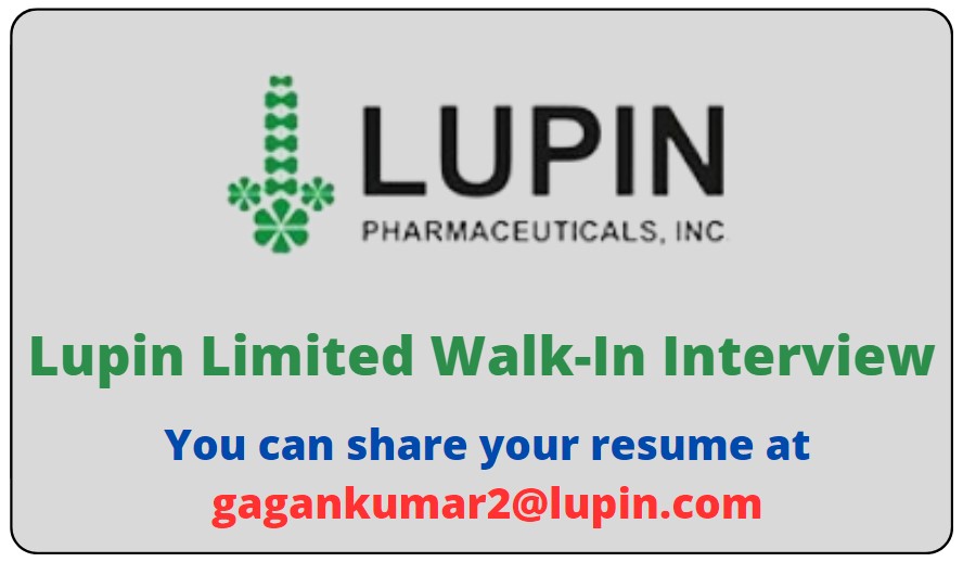 Lupin Limited Walk-In Interview