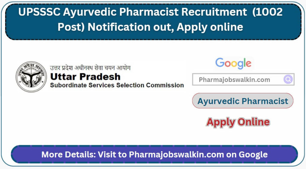 UPSSSC Ayurvedic Pharmacist Recruitment