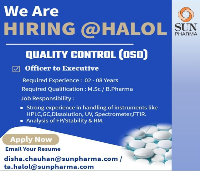 sun pharma hiring for halol plant