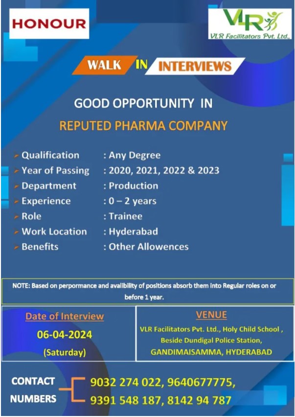Honour Lab Walk-In Drive for Freshers & Experienced on 6th April, 2024