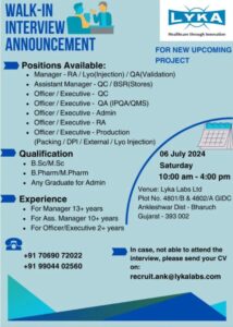 Lyka Labs Walkin Positions In QA, QC, RA, Admin, Production, Packing ...